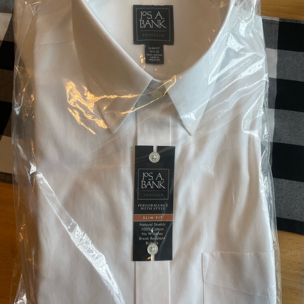 Jos. A. Bank White Dress Shirt Crisp Cotton Formalwear